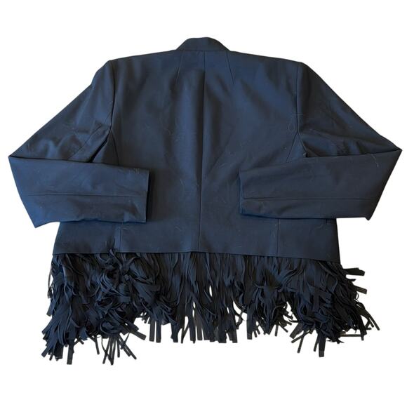Banana Republic Women's Chiffon Fringe Blazer Black Size 16 - Picture 4 of 10